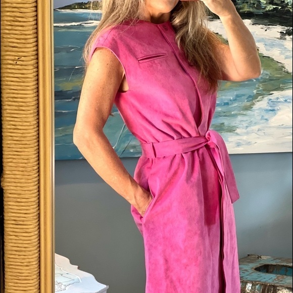 VTG Samuel Robert by Peter Hatsi Andrews, Vibrant Belted Pink Suede,POCKETS, 6 - Picture 7 of 15